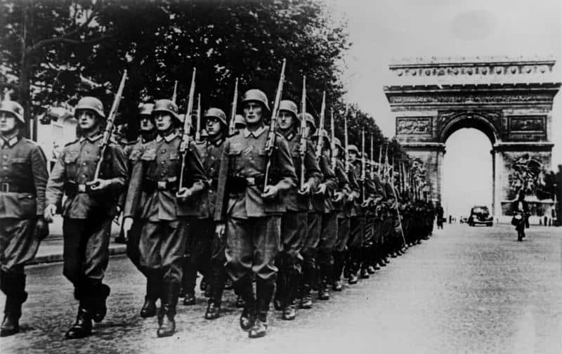 fascist troops marching
